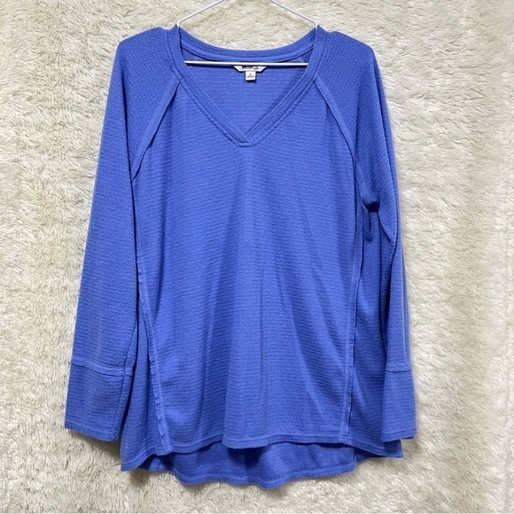 Wildfox Long Sleeve V-Neck Haley Brushed Cozy Sweater Top Periwinkle Blue - Picture 4 of 11